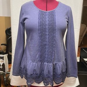 COPY - Style & Co. long sweater tunic with lace details and peplum. Size M